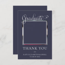 Tarjeta De Agradecimiento Elegante guión elegante foto azul