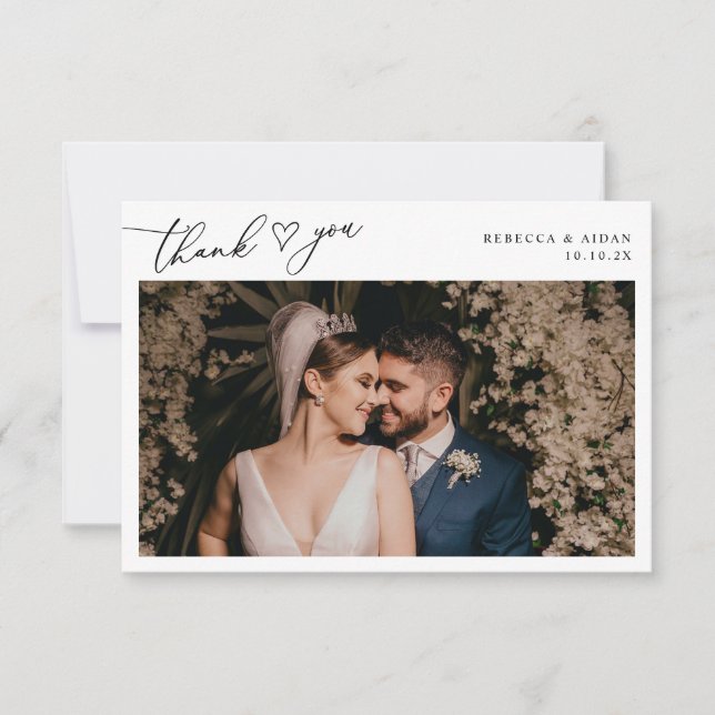 Tarjeta De Agradecimiento Elegante guión Eucalyptus Greenery Boda (Anverso)
