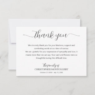 Tarjeta De Agradecimiento Elegante guión Funeral
