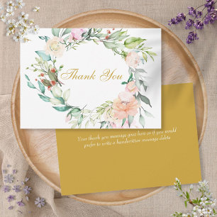 Tarjeta De Agradecimiento Elegante guión Gracias Acuarela Rosas Floral