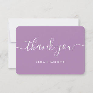 Tarjeta De Agradecimiento Elegante guion Lilac Boda Regadera Cumpleaños