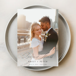 Tarjeta De Agradecimiento Elegante guión moderno 2 Boda fotográfico