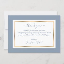 Tarjeta De Agradecimiento Elegante guión moderno Dusty Azul y Oro