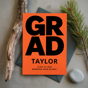 Tarjeta De Agradecimiento Elegante guión negro graduación naranja