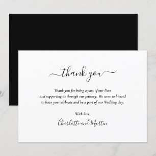 Tarjeta De Agradecimiento Elegante guión negro y blanco