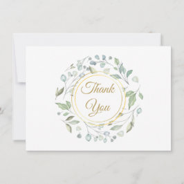 Tarjeta De Agradecimiento Elegante guion oro verde