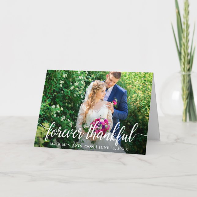 Tarjeta De Agradecimiento Elegante guión para el Boda agradecido de siempre (Anverso)