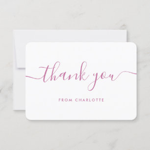 Tarjeta De Agradecimiento Elegante guión rosa Cumpleaños Boda Shower
