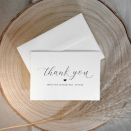 Tarjeta De Agradecimiento Elegante guión Simple Boda Ducha Nupcial Plano