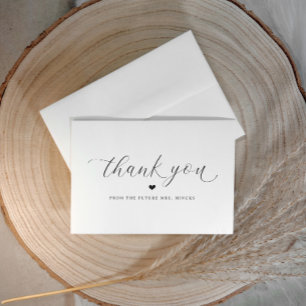Tarjeta De Agradecimiento Elegante guión Simple Boda Ducha Nupcial Plano