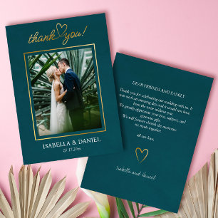 Tarjeta De Agradecimiento Elegante guión simple de Moda amor con Boda del co