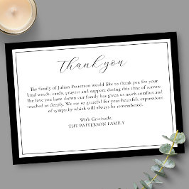 Tarjeta De Agradecimiento Elegante guión simple Personalizado moderno Funera