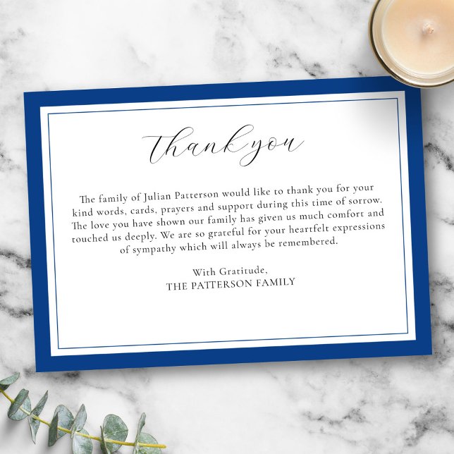 Tarjeta De Agradecimiento Elegante guión simple Personalizado moderno Funera (Subido por el creador)