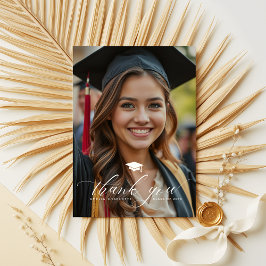 Tarjeta De Agradecimiento Elegante guión Sobreposición Grad Fiesta Foto Grac