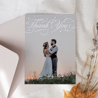 Tarjeta De Agradecimiento Elegante guión tipográfico puntos Boda foto