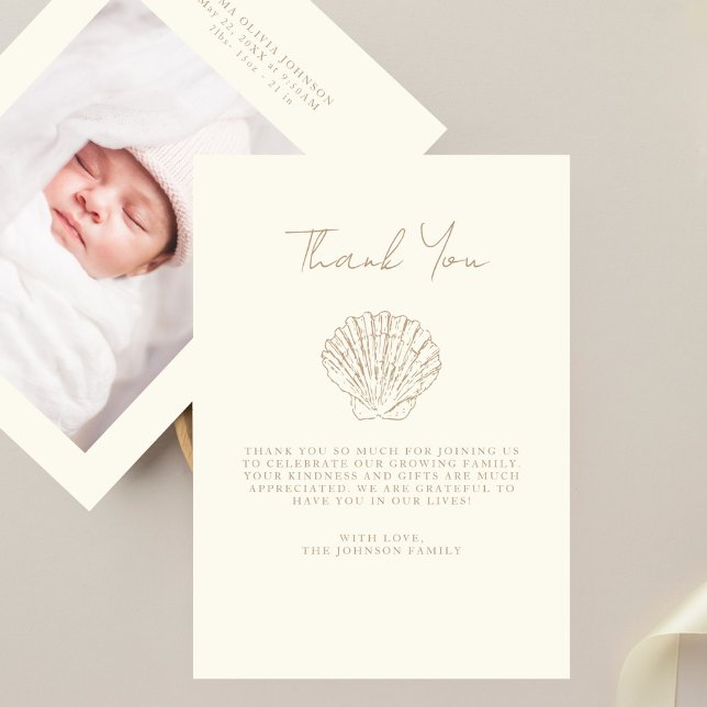 Tarjeta De Agradecimiento Elegante Handlettering Simple Photo Baby Shower (Subido por el creador)