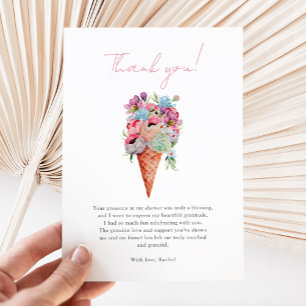 Tarjeta De Agradecimiento Elegante helado floral de boda Shower