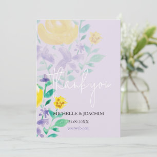 Tarjeta De Agradecimiento Elegante hermoso Lila Boho Floral Acuarela