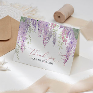 Tarjeta De Agradecimiento Elegante hidrangea azul y Boda Rosa