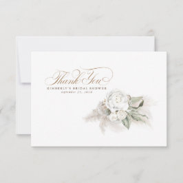 Tarjeta De Agradecimiento Elegante hierba de pampas floral blanca agradecimi