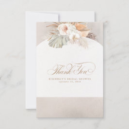 Tarjeta De Agradecimiento Elegante hierba de Pampas floral blanca agradecimi
