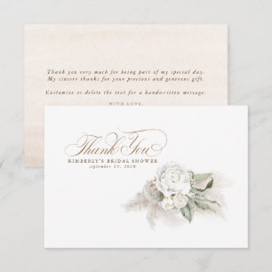Tarjeta De Agradecimiento Elegante hierba de Pampas floral blanco agradecimi