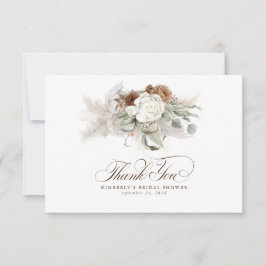 Tarjeta De Agradecimiento Elegante hierba de Pampas floral blanco agradecimi