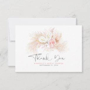 Tarjeta De Agradecimiento Elegante hierba de Pampas floral rosa agradecimien