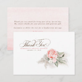 Tarjeta De Agradecimiento Elegante hierba de Pampas floral rosa agradecimien