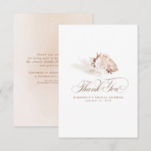 Tarjeta De Agradecimiento Elegante hierba de Pampas Luz Floral Agradecimient