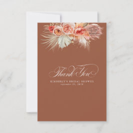Tarjeta De Agradecimiento Elegante hierba de Pampas terracota floral gracias