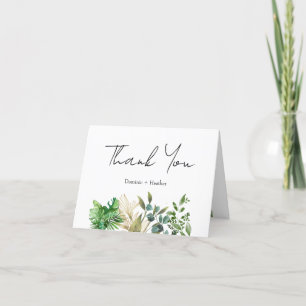 Tarjeta De Agradecimiento Elegante hoja botánica