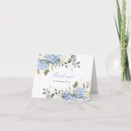 Tarjeta De Agradecimiento Elegante Hortensia Azul Floral Verde Agradecimient