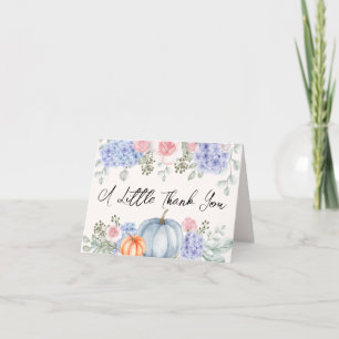 Tarjeta De Agradecimiento Elegante Hydrangea Floral Calabaza Caída Baby Show