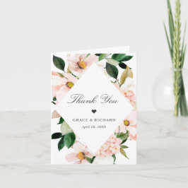 Tarjeta De Agradecimiento Elegante Hydrangea Rubor Boda Floral Rosa