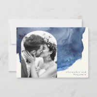 Elegante Indigo Watercolor Art Custom Wedding Phot
