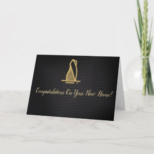 Tarjeta De Agradecimiento Elegante inmueble metálico negro