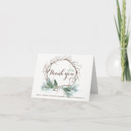 Tarjeta De Agradecimiento Elegante invierno rústico gracias boda