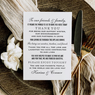 Tarjeta De Agradecimiento Elegante invitado Boda blanco y negro