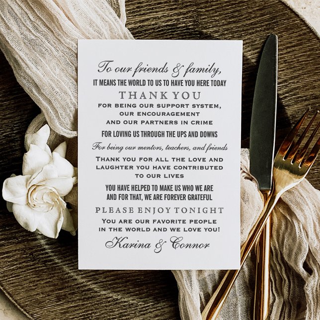Tarjeta De Agradecimiento Elegante invitado Boda blanco y negro (Subido por el creador)