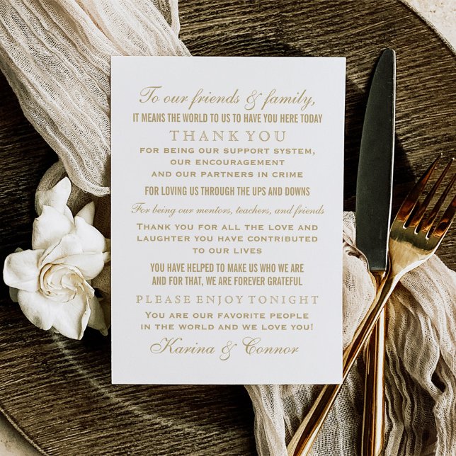 Tarjeta De Agradecimiento Elegante invitado Boda blanco y oro de época (Subido por el creador)