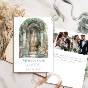 Tarjeta De Agradecimiento Elegante Jardín Botánico Terroso Foto de Boda 