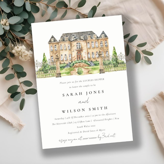 Tarjeta De Agradecimiento Elegante Jardín Chateau Manor Parejas Ducha Invita (Subido por el creador)