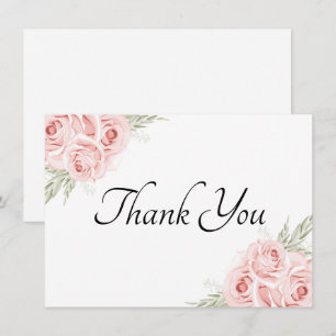 Tarjeta De Agradecimiento Elegante jardín de acuarela floral rosa rosada