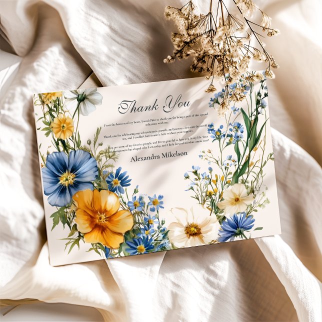 Tarjeta De Agradecimiento Elegante jardín de flores silvestres de primavera (Subido por el creador)