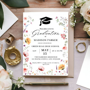 Tarjeta De Agradecimiento Elegante jardín de flores silvestres invitan a gra