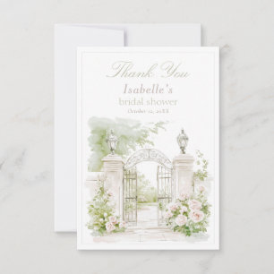 Tarjeta De Agradecimiento Elegante jardín de novias Chateau Pastel francés