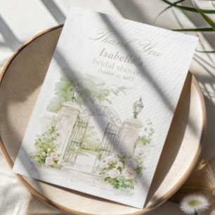 Tarjeta De Agradecimiento Elegante jardín de novias Chateau Pastel francés