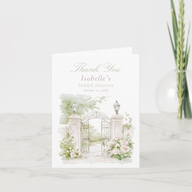 Tarjeta De Agradecimiento Elegante jardín de novias Chateau Pastel francés (Anverso)