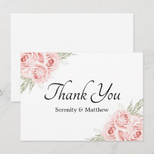 Tarjeta De Agradecimiento Elegante jardín floral acuarela rosa boda